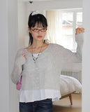 Raze boucle linen round knitwear long-sleeved cardigan