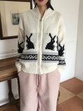 [Wool 10] Bernese rabbit knit zip-up cardigan