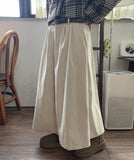 Kiden banding pin tuck corduroy belt long skirt