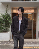 Marron stand-collar cropped jacket