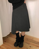 Annyu Unbalanced Button Midi Skirt