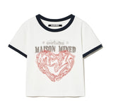 (W) DOODLE HEART RINGER HALF T