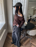 [U-BASIC] Autumn Daily Boat Neck Loose Long Sleeve