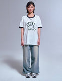 Big Line Bear Smile Ringer Short Sleeve Tee