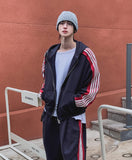 Toys Color Matching Track Line Hood Zip-Up Pants Set
