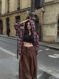 Solar loose fit hooded checkered shirt