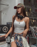 Fake button ribbed cap sleeveless (with cup)