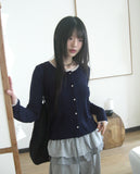 Nib chiffon lace knit cardigan