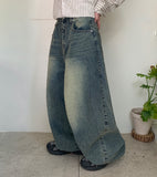 [unisex] Elkuo Washing Balloon Wide Denim Pants