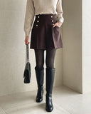 Brin Brushed Button High Waist Short Pants