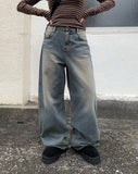 Keds Vintage Washing Wide Denim Pants