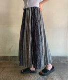 Rehues Vintage Seersucker Check Banding Long Skirt