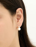 H Edition Silver (Y) Moissanite Pearl One-Touch Earrings 10mm