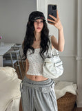 Cherry ribbed square crop top
