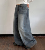 Melsen washing cut wide denim pants