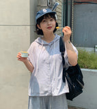 [BAONHAUS] Minkol Check Hood Short Sleeve Shirt
