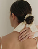 Ribbon Tail Embroidery Hair Scrunchie