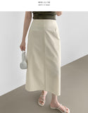 Back Zipper Slit H-line Long Skirt
