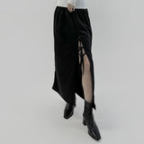 Nika satin slit long skirt