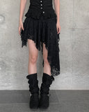 Flan Unbalanced Tiered Lace Skirt