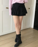Wika Two-Way Ribbon Pants Pleated Mini Skirt