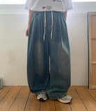 Malka Denim Banding Balloon Wide Pants
