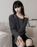 Soft button sleeve sweatshirt