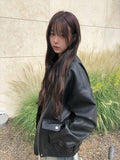 [MADE] Beer Pocket Boxy Leather Collar Jacket