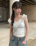 Hope Flower Shirring Layered Sleeveless