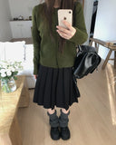 Yuren wool pleated midi banding skirt