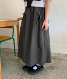 Ryuhi nylon banding pocket ribbon long skirt