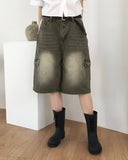 Tishan Cargo Bermuda Half Denim Shorts