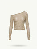 Sand Off-Shoulder Drape Top