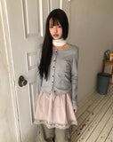 Marble Mix Color Button Point Cardigan