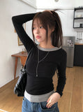 Celti Color Matching Layered All-in-one Long Sleeve T-Shirt