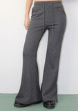RIBBED BUTTON BOOTCUT PANTS