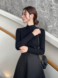 Polaine Pearl Half Neck Ribbed Knit