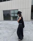 Ritz Nylon Pintuck Pleated Long Skirt