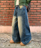 Sancony washing wide brushed denim pants