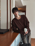 Caron shoulder button knit