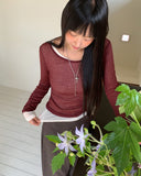 Leli See-Through Round Neck Long Sleeve T-Shirt