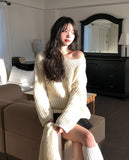 Ciel V-neck Hachi Knit Muffler Set