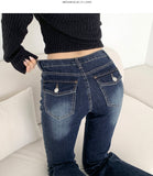 Cooling Low Rise Back Pocket Span Bootcut Denim Pants