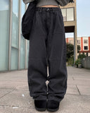 Head Black Blue Pintuck Wide Denim Pants