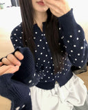 Honey round neck dot knit cardigan