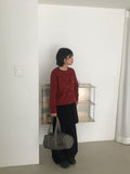 Beshos Pom Pom Round Knit Cardigan