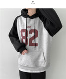 Color Matching Raglan 82 Printing Loose Fit Brushed Hoodie