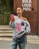 Vintage Flag Off-Shoulder Sweatshirt