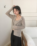 Sseueo sleeveless bustier knit cardigan set