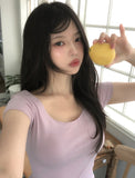 Way Basic Slim U-Neck Short Sleeve